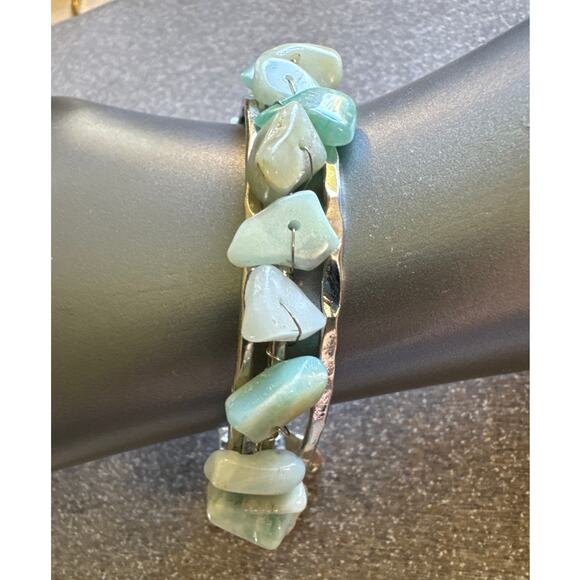 Light Blue Stone & Silver Cuff Bracelet - Picture 1 of 4